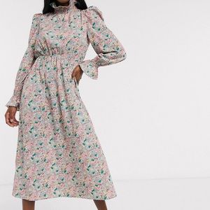 Never Fully Dressed frill neck midi dress